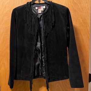 Live a Little Black Suede Fringe Blazer